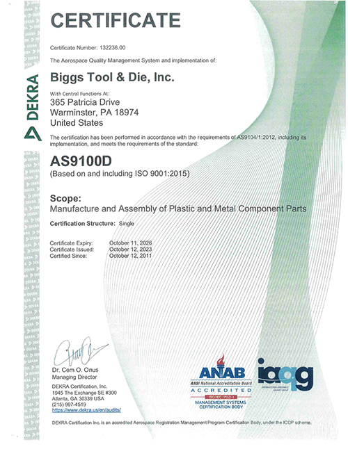 AS 9100 D CERT 2019